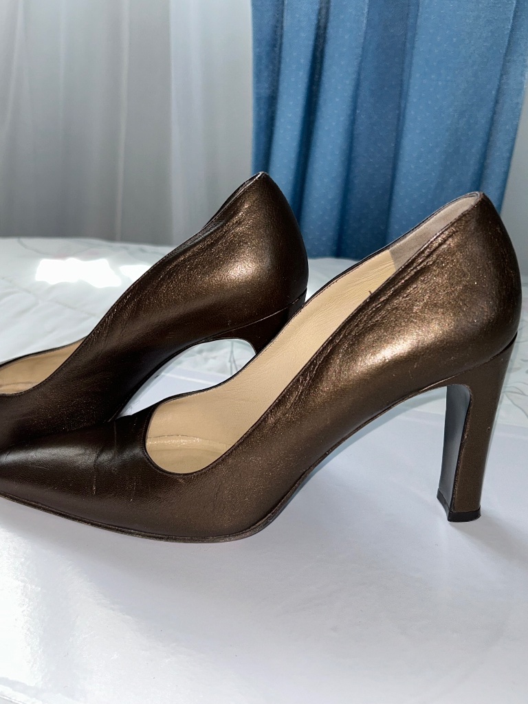 Paloma Bronze Leather Pump Heels Made In Italy